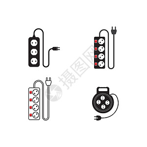 拔掉插头扩展线条图标插图电气插头绳索危险电缆金属交流电电压力量设计图片