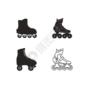 滑冰图标活动娱乐刀刃溜冰场数字艺术车轮运动滚筒插图背景图片