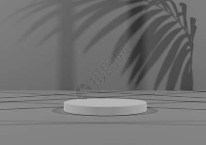 简单 最小的 3D 成份 包含一个白色圆柱或立方在产品显示时抽象阴影暗灰背景上的站台背景