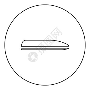 箱套期保值背着自动图标环绕黑色颜色矢量说明图像图示轮廓轮廓线细纹风格的汽车旅行车厢后箱套盖覆盖插画