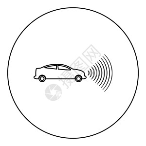 汽车雷达车载无线电信号传感器智能技术自动驾驶前方向图标 环绕黑色矢量说明图像轮廓图示轮廓线细纹风格Name1插画