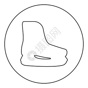 滑冰运动曲棍球靴花样溜冰鞋冬季溜冰场设备鞋类图标圆圈黑色矢量插图图像轮廓轮廓线薄型插画