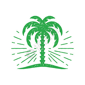 最微小的手画出明亮的热带棕榈树 闪耀着装饰设计高清图片