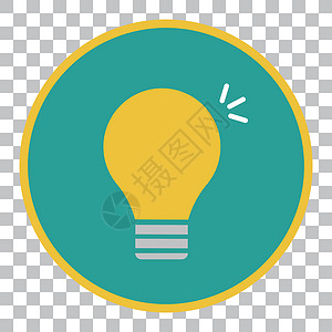 灯泡剪纸灯泡的圆形徽章图标 可用于提示和解释的矢量插画