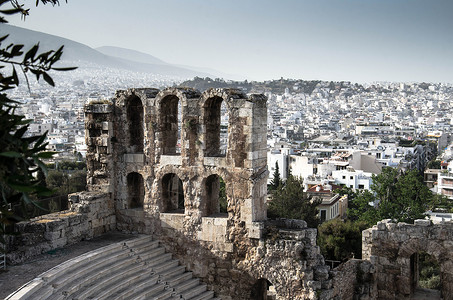希腊雅典白色建筑城区全景观 希腊雅典高清图片