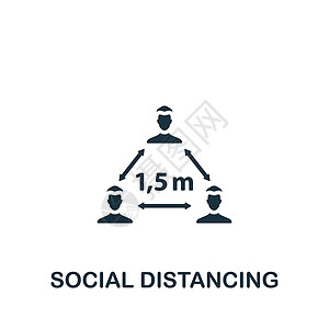 设计素材距离社交距离图标 用于模板 网页设计和信息图形的单色简单隔离图标插画