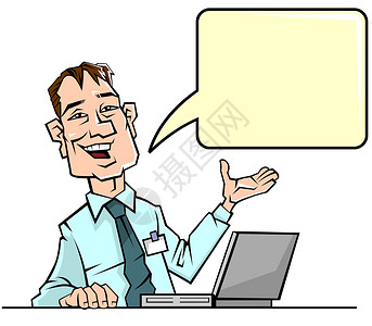 有言语泡沫的商务人士电脑商业人士话框气泡商务卡通片演讲办公室经纪人背景图片