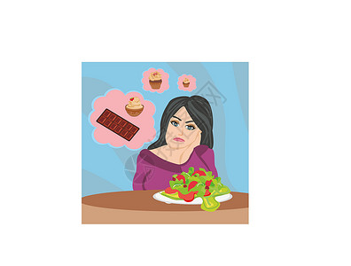 不劳动者不得食以饮食为食的女童菜单杯子餐厅食欲款待食物午餐黄瓜插图蛋糕插画