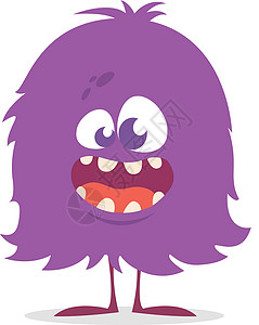 紫色舌头有趣的漫画怪兽 万圣节矢量插图派对牙齿尖叫符号怪物夹子表情恶魔卡通片坡度插画