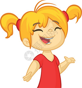 吃手小女孩矢量卡通小女孩跳舞 展示了金发小女孩的身影绘画学校生日微笑游戏海报头发公主艺术女士插画