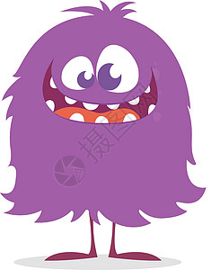 紫色怪兽有趣的漫画怪兽 万圣节矢量插图地精艺术情感怪物恶魔吉祥物微笑尖叫符号外星人插画