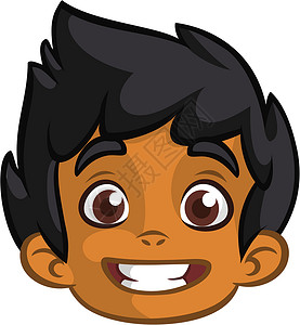 男孩头像素材印度可爱的小男孩头卡通 印度的非洲-美洲男孩微笑表情 矢量图标设计图片