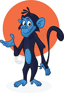 卡通猴子黑猩猩矢量插图艺术大猩猩邀请函漫画欢呼贴纸婴儿打印荒野快乐插画