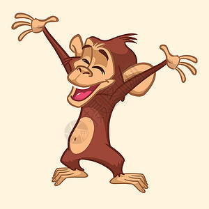 跳舞的猴子卡通猴子黑猩猩矢量插图漫画卡片展示玩具微笑动物大猩猩手势荒野灵长类插画
