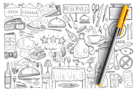 餐厅和咖啡店的伙食插画