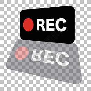 音乐直播闪屏REC 图标和 REC 阴影 矢量插图 背景透明互联网按钮电视记录记者电影设备控制板玩家报告设计图片