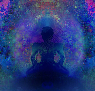 单休 静思 瑜伽活力冥想插图运动康复身体光环瑜珈宗教精神背景图片