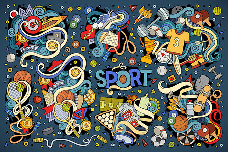 体育设计图的多面体漫画集曲棍球生活方式元素网球健身房脚蹼存货勋章竞技训练背景图片