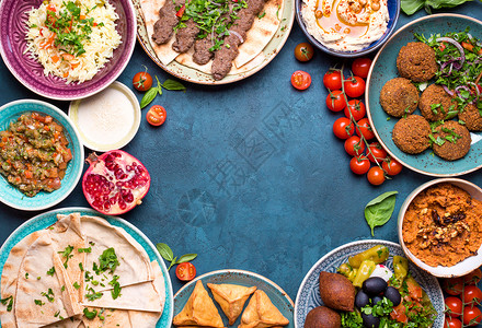 阿拉伯语盘子背景餐厅乡村派对菜单横幅牛肉宴会美食羊肉食谱背景图片