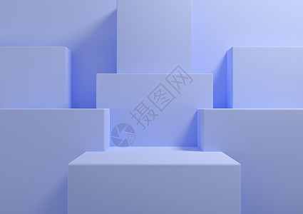 浅色 柔和的蓝色 3D 渲染简单 最小的产品展示台背景 展示美容化妆品产品的几何背景模型模板墙纸背景图片