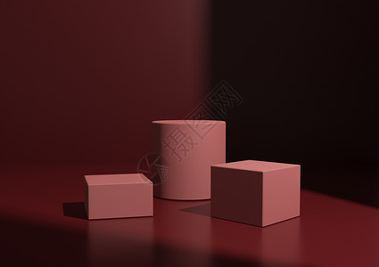 三维成像产品显示的最小马龙红三或立方形成像 三维几何表示背景 由右侧窗口灯光绘制背景