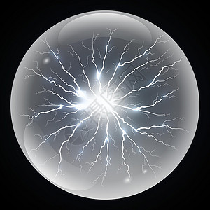 闪电素材透明矢量球闪电或电力爆炸风暴力量射线火花震惊雷雨螺栓火焰霹雳活力细胞设计图片