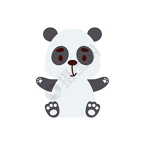 可爱的小熊猫 卡通动物角色设计 适合儿童 T 恤 托儿所装饰 迎婴派对 贺卡 邀请函 书签 室内装饰 矢量股票图背景图片