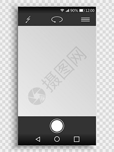 摄像机屏幕带相机界面的智能手机屏幕 显示照片玩家电话用户摄像机记录展示插图反射框架插画