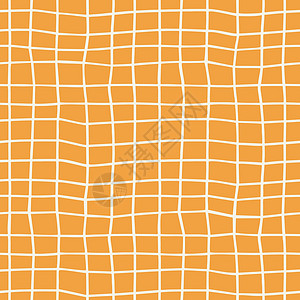 橙色格子矢量模式 手画桌布纹理插画