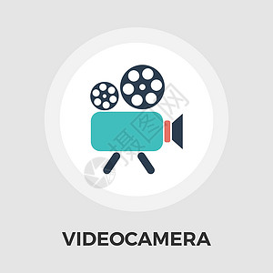 摄像机平面图标插图网络电影按钮电视黑色技术记录视频生产背景图片