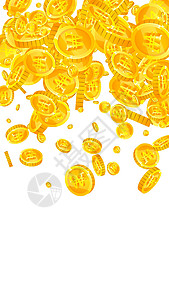 韩元硬币掉落 正面散落的 WON 硬币 韩国钱 体面的头奖 财富或成功的概念 矢量图背景图片