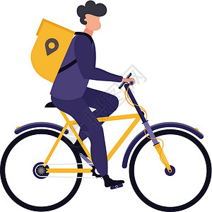 送货服务 骑自行车的护身符 白色背景的隔离带 平面矢量说明插画