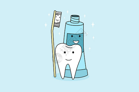 微笑嘴微笑的牙齿 牙刷和牙膏感觉良好插画