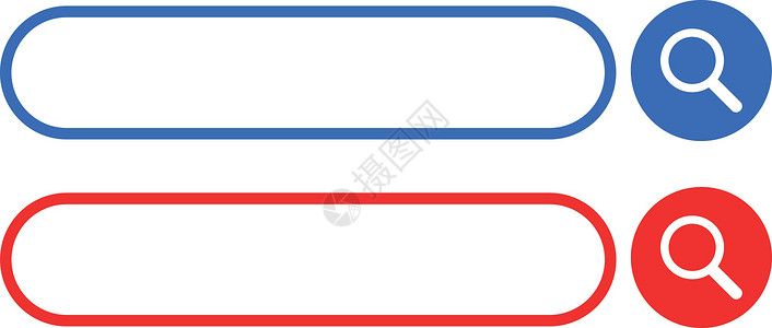 搜索框查找蓝色和红色搜索的矢量图标 搜索框和搜索栏插画