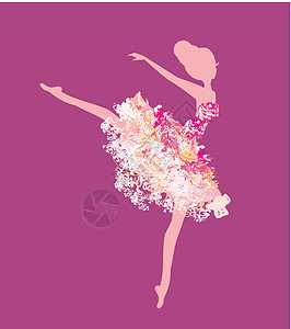 美丽的芭蕾舞演员美丽的古代芭蕾舞女冒充女性艺术舞蹈裙子插图运动芭蕾舞叶子绘画设计图片