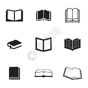 收藏图标矢量书图标集图书字典杂志黑色文学教育界面学习阅读插图设计图片