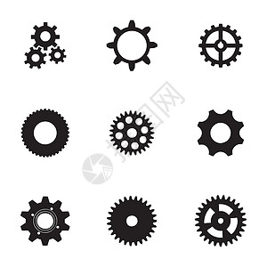 矢量设备图标集机械工作车轮收藏白色商业机器插图工业技术背景图片