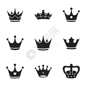 矢量树顶图标集王子公主珠宝奢华国王徽章纹章女王皇帝权威背景图片