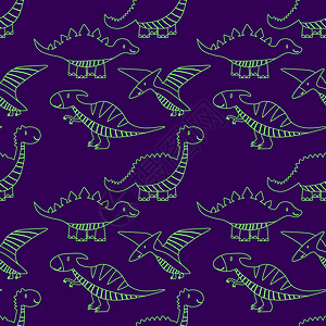 恐龙矢量恐龙无缝图案打印设计 时尚面料 纺织图形 印刷品的矢量插图设计 每股收益插画