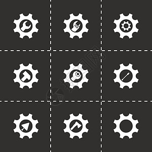 齿轮图标集中的矢量工具扳手互联网技术工程变速工作收藏旋转车轮机械设计图片