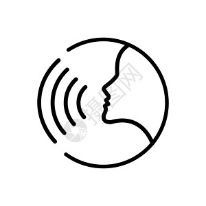 声波矢量图语音控制图标 说话或说话识别线性图标 说话和说话命令 声音指挥官或语音独裁者头 矢量图设计图片