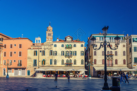 斯特凡诺具有典型建筑结构的威尼斯市广场半场城市历史性城主房子旅行文化正方形地标场景背景