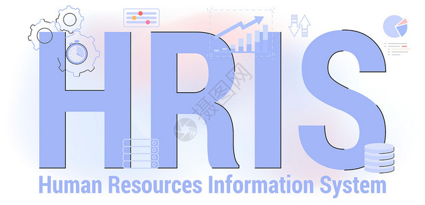 HRIS 人力资源信息系统首字母缩略词 HR 网络业务市场电脑数据库数据时间服务审查服务器工作技术插画