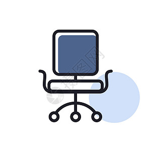 办公椅大纲图标 商业标志工作手臂家具办公室老板扶手椅座位领导插图背景图片