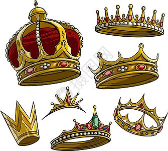 皇帝金王王的卡通金冠矢量套装背景图片