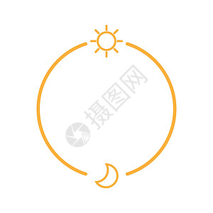 可爱圆圈日日夜夜 太阳 月亮图标概念插画