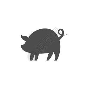 打鼾猪头图标徽标设计概念说明模板农场标识泡泡哺乳动物插图尾巴火箭宠物食物标签插画