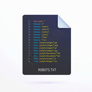 机器人名片Robots txt 矢量图标 对 http https 和 FTP 协议有效 机器人 txt 文件为搜索机器人提供建议 - 应插画