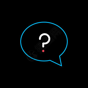 黑色气泡背景带有问号 ico 的讲话泡泡黑色帮助问题电子商务气泡插图论坛说话社区插画