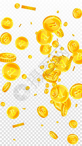 比特币 互联网货币硬币下跌 奇妙分散的 BTC 硬币 加密货币 数字货币 令人兴奋的大奖 财富或成功的概念 矢量图设计图片